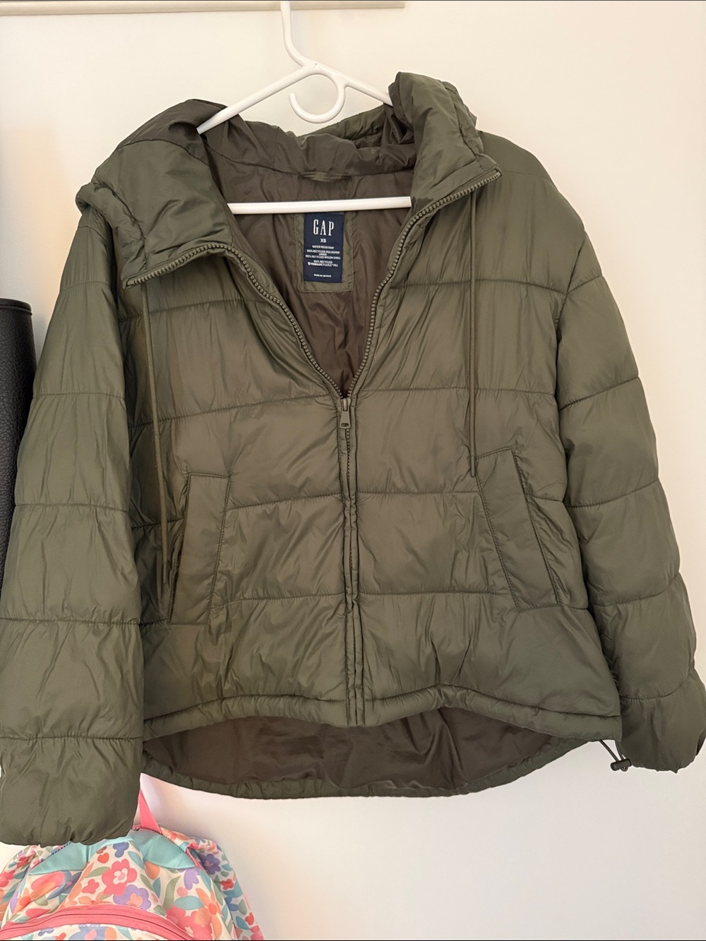 GAP Olive Green Quilted Puffer Jacket with Hood